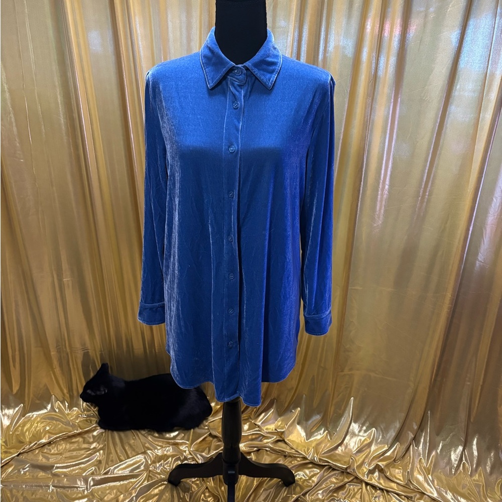 Soft Surroundings Royal Blue Velvet Blouse
